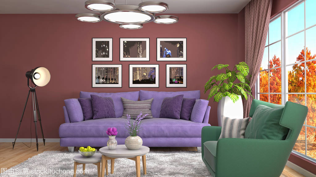 室內裝飾臥室 3D圖與現代設計服務